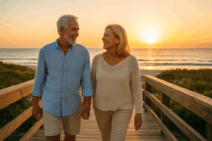 Couple walking during sunset Florida Reverse Mortgage Overview