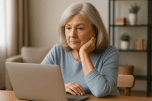 Senior couple reviewing reverse mortgage line of credit options with an advisor