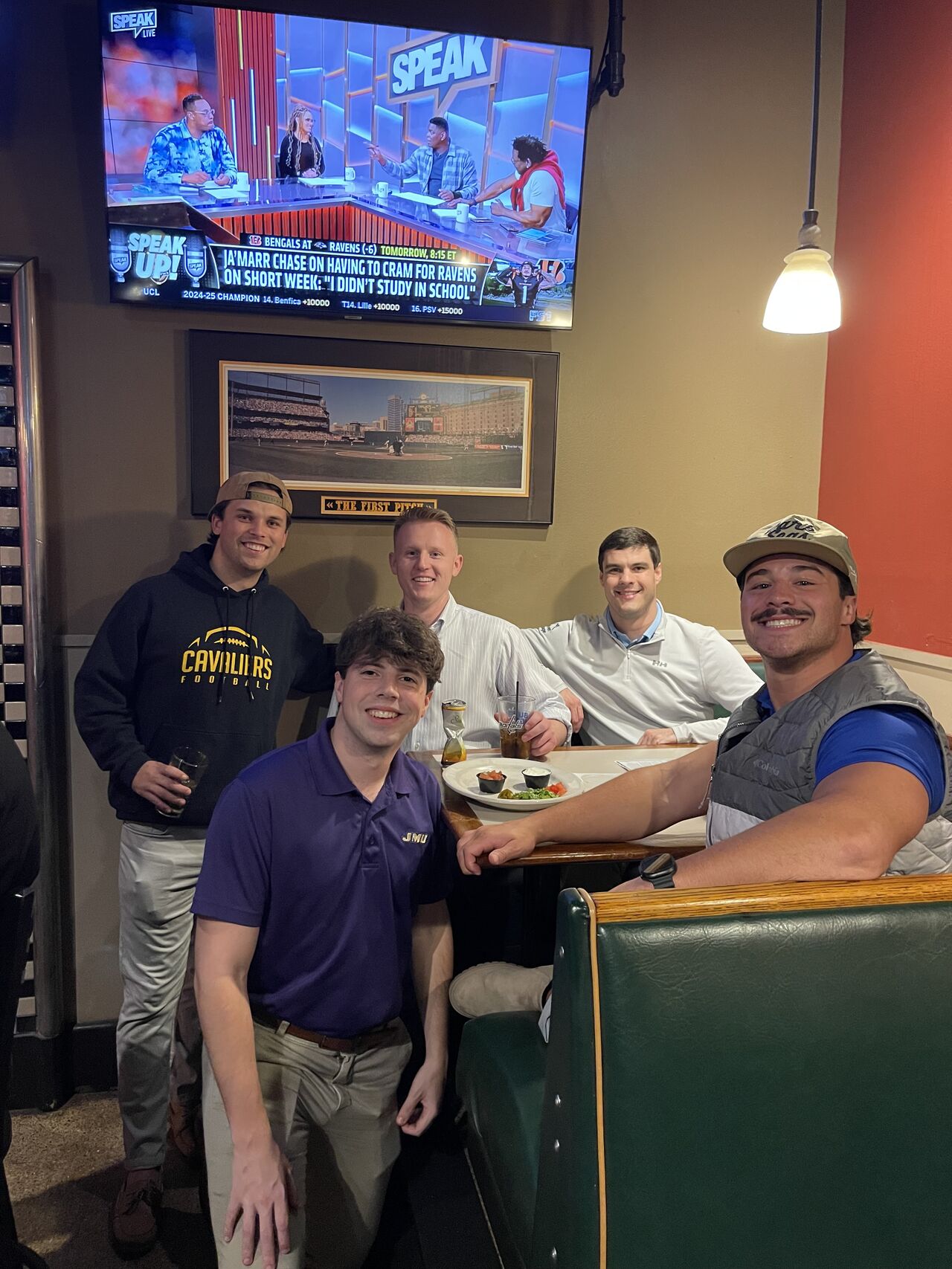 Team gathering at happy hour